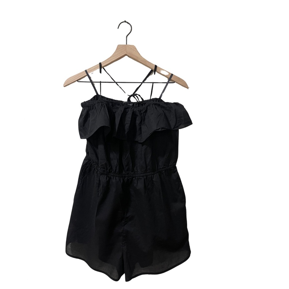 J. Crew Black Ruffle Halter Top Romper Size Medium